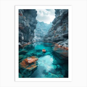 Blue Water In A Canyon 2 Art Print