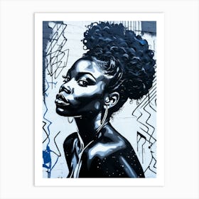 Graffiti Mural Of Beautiful Black Woman 220 Art Print