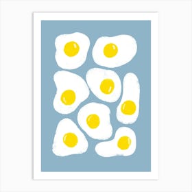 Fried Eggs Blue Art Print