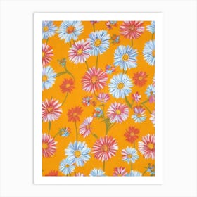 Oxeye Daisy Floral Print Retro Pattern 2 Flower Art Print