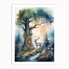 Watercolor Of A Forest 3 Art Print