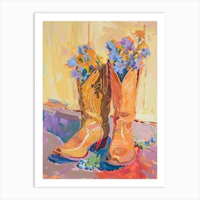 Cowboy Boots And Wildflowers Spiderwort Art Print