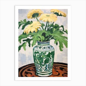 Flowers In A Vase Still Life Painting Chrysanthemum 1 Art Print