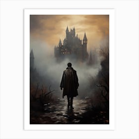 Gloomy castle and men Art Print