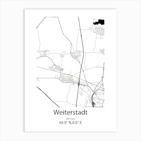 Weiterstadt,Germany Minimalist Map Art Print