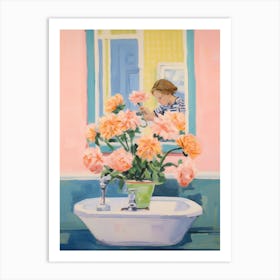 A Vase With Carnation, Flower Bouquet 1 Art Print