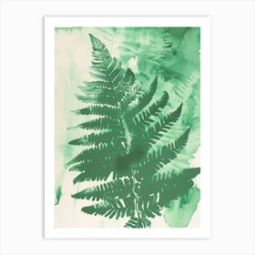 Green Ink Painting Of A Upside Down Fern 1 Art Print