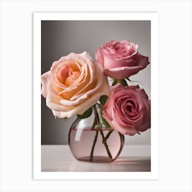 A Vase Of Pink Roses 14 Art Print