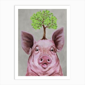 Pig With Tree Art Print