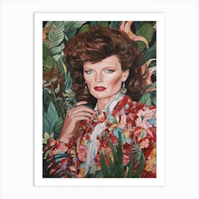Floral Handpainted Portrait Of Katherine Hepburn 1 Art Print