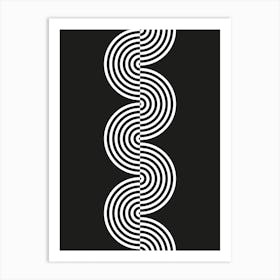 Groovy Waves In Black And White Art Print