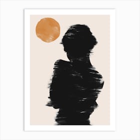 Woman Silhouette With Sun Art Print