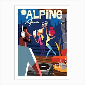 Alpine Apres Poster Navy Art Print