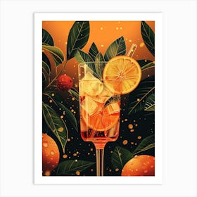 Cocktail With Oranges And Leaves 2 Art Print