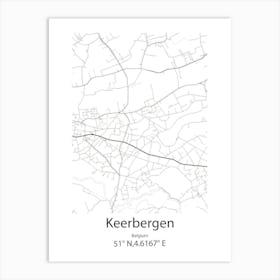 Keerbergen,Belgium Minimalist Map Art Print