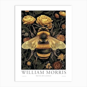 William Morris Print Bumble Bee Art Botanical Art Flowers Big Bee Art Print