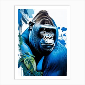 Gorilla In Front Of Graffiti Wall Gorillas Decoupage 1 Art Print