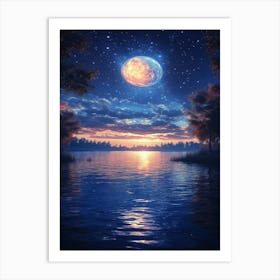 Moon And Stars 16 Art Print