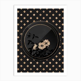 Shadowy Vintage White Rose of Snow Botanical in Black and Gold n.0018 Art Print