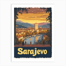 Aihrgdesign A Mid Century Modern Travel Poster For Sarajevo 1 Art Print