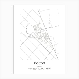 Bolton,Canada Minimalist Map Art Print