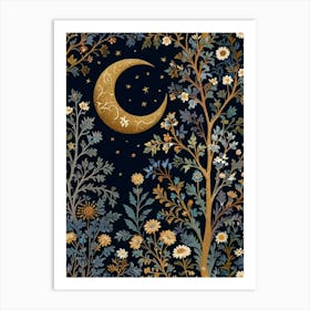 Moon And Flowers 4 Art Print