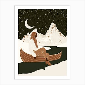 Woman In A Canoe Art Print