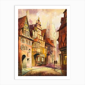 Watercolor Of A City Street 1 Art Print