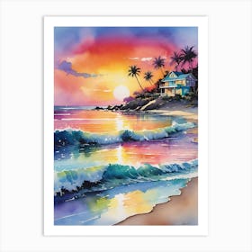 Sunset At The Beach 295 Art Print