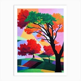 Oregon White Oak Tree Cubist 1 Art Print
