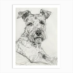 Fox Terrier Dog Line Sketch 1 Art Print