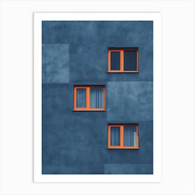 Blue Building With Orange Windows Art Print