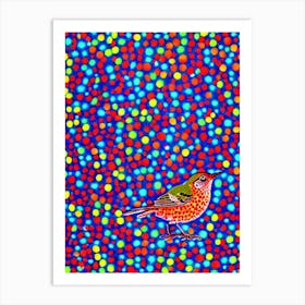 Hermit Thrush Yayoi Kusama Style Illustration Bird Art Print