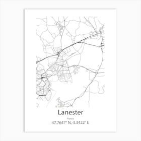 Lanester,France Minimalist Map Art Print