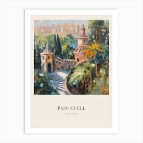 Parc Guell Barcelona Spain Vintage Cezanne Inspired Poster Art Print