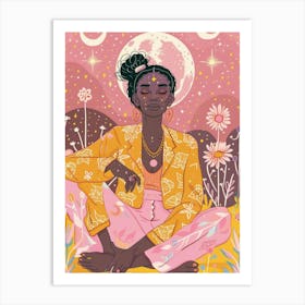 black women on the sky moon 1 Art Print