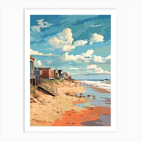 Abstract Illustration Of Southwold Beach Suffolk Orange Hues 1 Art Print