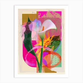 Calla Lily 2 Neon Flower Collage Art Print