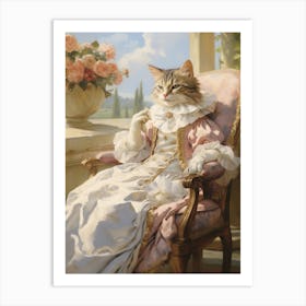 Cat In A Medieval Dress Lounging In The Sun Art Print