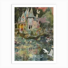 Collage Pond Monet Fairies Scrapbook 3 Art Print