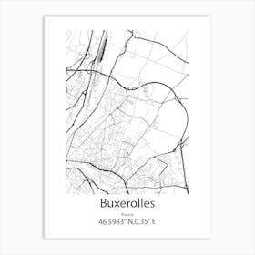 Buxerolles,France Minimalist Map Art Print