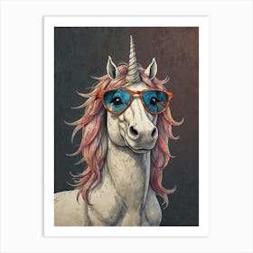 Unicorn With Sunglasses Art Print