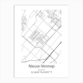 Nieuw Vennep,Netherlands Minimalist Map Art Print