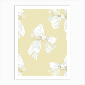 Yellow Coquette Bows 1 Pattern Art Print