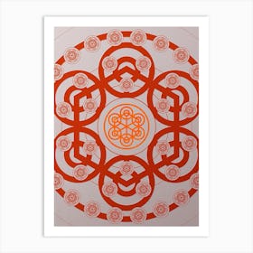 Geometric Abstract Glyph Circle Array in Tomato Red n.0181 Art Print