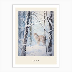 Winter Watercolour Lynx 1 Poster Art Print