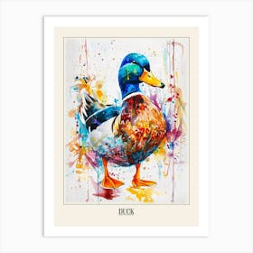 Duck Colourful Watercolour 1 Poster Art Print