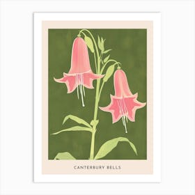 Pink & Green Canterbury Bells 2 Flower Poster Art Print