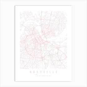 Nashville Tennessee Light Pink Minimal Street Map Art Print