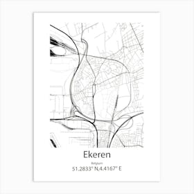 Ekeren,Belgium Minimalist Map Art Print